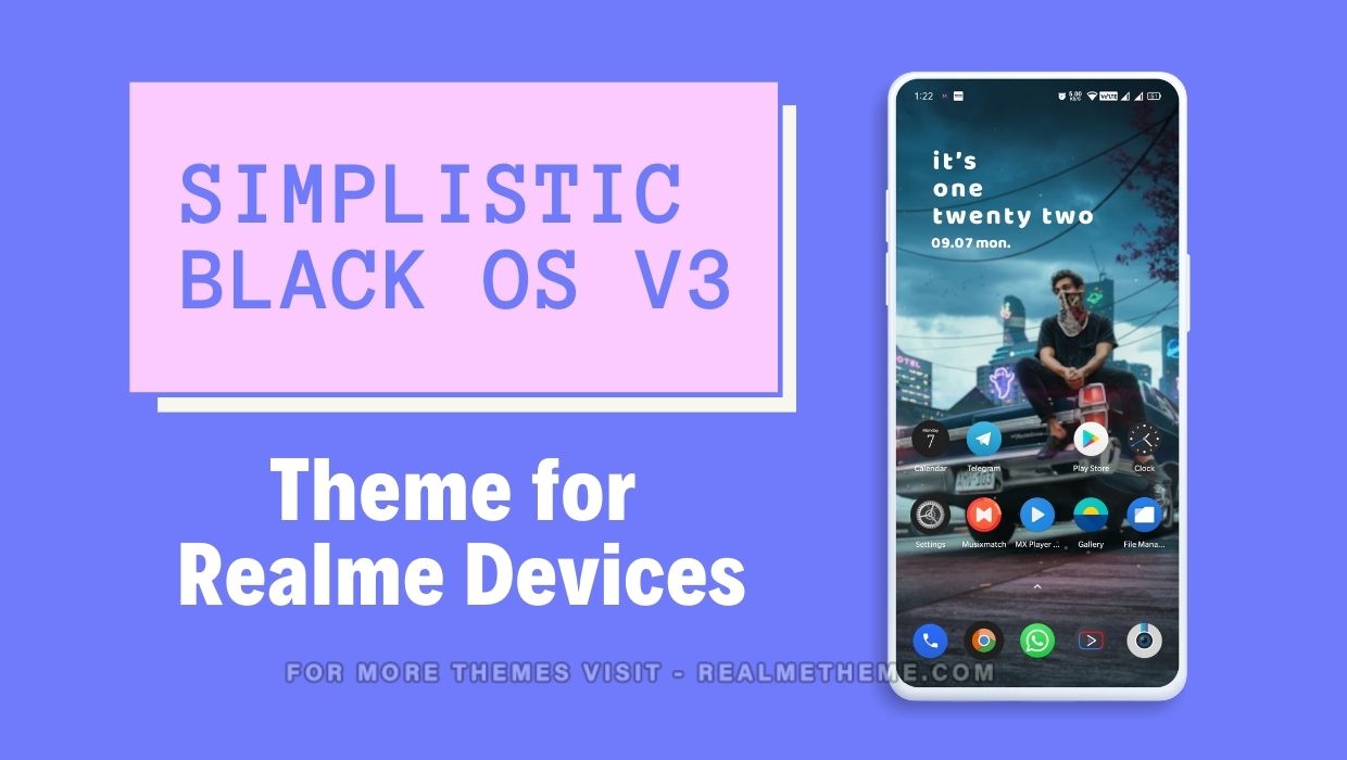 Simplistic Black OS v3 Theme for Realme Devices